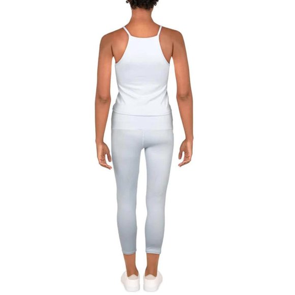 NWT CATHERINE MALANDRINO 2 PIECE CAPRIS & CROP TOP ACTIVEWEAR SET - XL blue - Picture 2 of 3